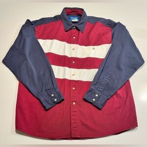Wrangler Men’s American Flag Brushpopper Shirt Size Large Pearl Snap Cotton